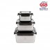 독일 GGS 스테인레스(304) 정사각 푸드 밀폐용기 3종세트(6PCS) (750ml+1,500ml+2,800ml)