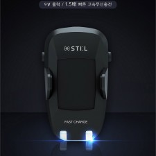 스틸 차량용 고속무선충전기 거치대 윙블랙