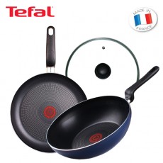 [테팔] 쿡이지 블랙 프라이팬 28cm+파워블루 멀티팬 28cm+유리뚜껑 28cm TFC-CE8PBWG