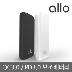 [ALLO]2IN1 스마트충전 슬림 보조배터리 allo1100PD [10000mAh]/블랙