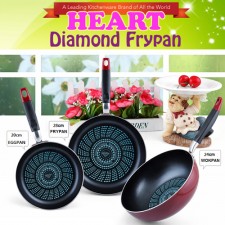 [리빙아트] 하트 다이아몬드팬 3종 (후라이팬20Cm,28Cm,튀김팬24Cm), lhs-38803se