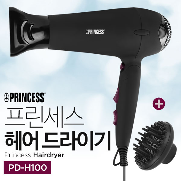 PRINCESS  프린세스 전문가 헤어드라이어 2000W (디퓨저 추가구성) PD-H100