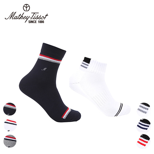 [Mathey-Tissot] 신사 양말 혼합4족세트 스트라이프 신사(네이비,그레이,화이트) 택2 골프 양말(네이비,그레이,레드) 택2