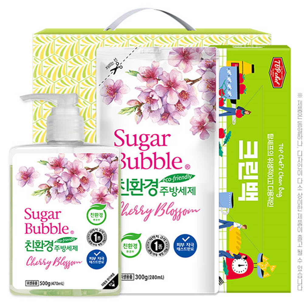 슈가버블 주방세제500펌프 주방세제300리필 크린백(3종)