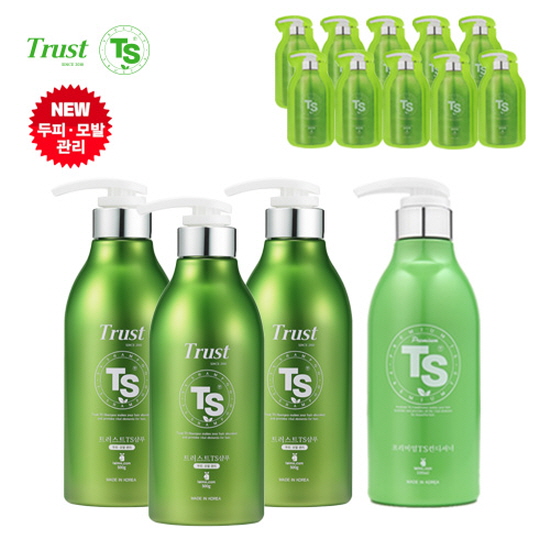 [TS샴푸] 트러스트 TS 샴푸 500ml×3개+프리미엄 TS 컨디셔너 500ml+프리미엄 샴푸 6ml×10개