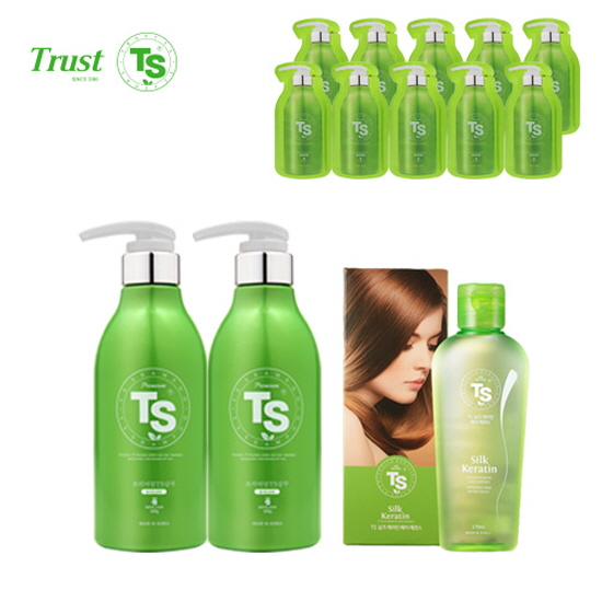 [TS샴푸] 프리미엄 TS 샴푸 500ml×2개+TS 실크 케라틴 헤어 에센스 170ml+프리미엄 샴푸 6ml×10개