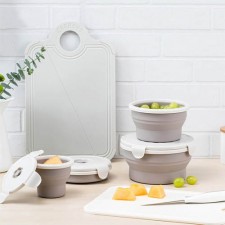 실리콘 접이식 밀폐용기 도시락통 과일통 540ml