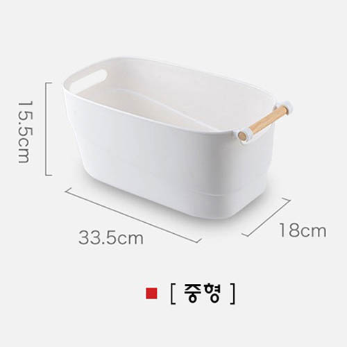 우드 손잡이 장난감 소품 정리 바구니 중형