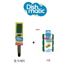 Dishmatic 스폰지수세미 수세미+리필3개