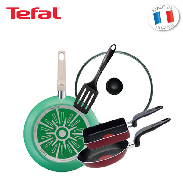 [테팔] 프레쉬무드 프라이팬 28cm+뒤집개+유리뚜껑 28cm+미니팬 18cm+사각에그팬 12*18cm   TFC-FM8STGEP18S18