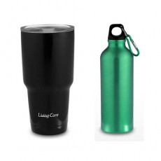 리빙코아 대용량 텀블러 900ml (블랙) + 스포츠 보틀 500ml (랜덤)