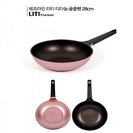 [셰프라인] 리빙앤쿡 티타늄 
궁중팬 28cm (핑크)