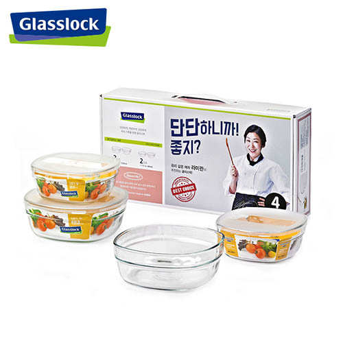 [글라스락] 사각화채볼 중소 4조 세트 LGSS0401FN