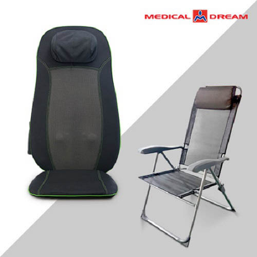 [메디칼드림] 3 in 1 등롤링 바디마사지기+4단계 접이식의자_ KMD-520 + Backplus-1
