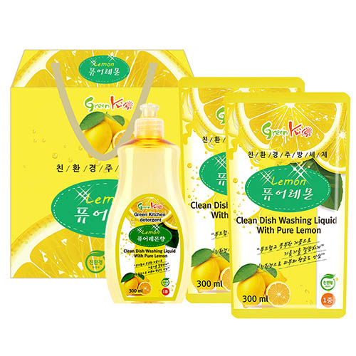 그린키스 친환경 레몬세제 3p (용기300ml, 리필300ml2개)