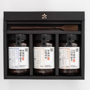 숙이의 뿌리효소 이야기 프리미엄 선물세트 더덕목련쌍화차 + 맥문동발효쌍화차+ 구기자&더덕발효쌍화차 + 원목 티스푼