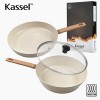 Kassel 카셀 인덕션 스톤 크림 세라믹 코팅 후라이팬 3종 A세트(28후,28궁,28뚜껑)