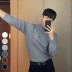 남성 슬림핏 반폴라 긴팔 니트티