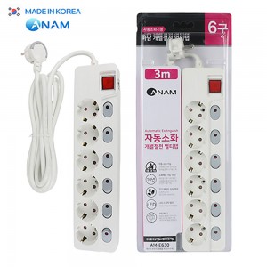아남 국내생산 자동소화 화재방지 개별스위치 멀티탭 6구 3미터 AM-E630