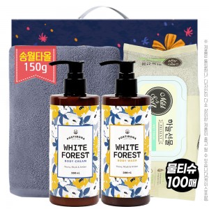 송월 타올150g 포스티보나바디로션300ml 바디워시300ml 물티슈100매(4종)