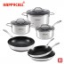 해피콜 통3중 더블 스퀘어 프로 IH 혼합 6종 C세트 (24F+28F+28W+18SP+20P+24P) HSP-M6종C