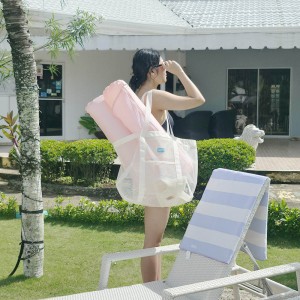 [스네프] 쇼퍼 메쉬 토드백 물놀이 여행용 비치망사 PVC가방 대형