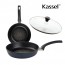 [Kassel] [카셀] 국내생산 블루 라이트 인덕션 (IH) 프라이팬 24cm +유리뚜껑 24cm