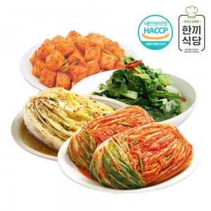한끼식당 우리 농산물 100% 김치 추천 4종세트(포기김치1kg,고추씨백김치1kg,청양열무김치1kg,깍두기1kg)