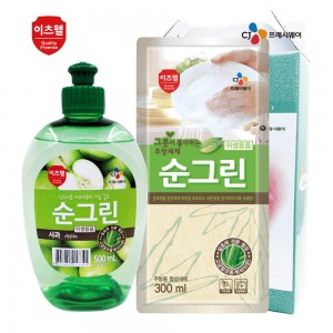 CJ이츠웰 순그린사과500ml,순그린리필300ml 2종세트 00527