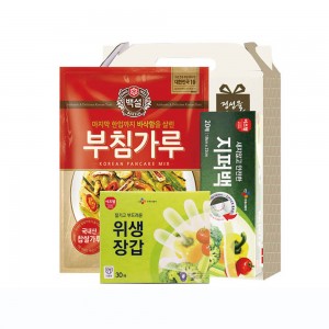 CJ부침가루,CJ위생장갑30매,CJ지퍼백(소) 3종세트