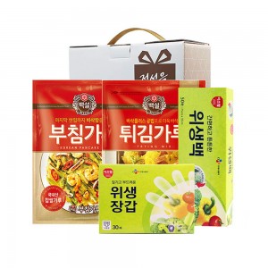 CJ부침가루,CJ튀김가루,CJ위생백(대),CJ위생장갑 4종세트