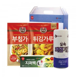 CJ부침가루,CJ튀김가루,CJ지퍼백(소),키친타올 4종세트