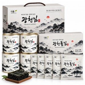 [다올] 프리미엄 광천김 4-5호 선물세트_광천캔김 36g x 4캔+광천 돌김 25g x 5매