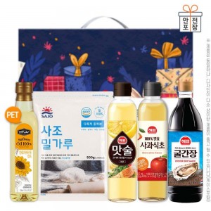감사혼합세트5종13호(탑셰프페트해바라기유,사조밀가루,해표맛술,해표사과식초,해표굴간장)