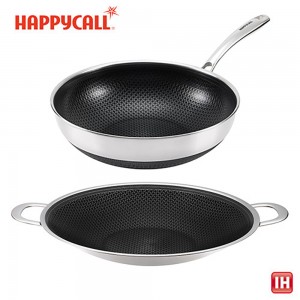 [해피콜] 통3중 스퀘어 프로 IH 궁중팬&그리들 2종 세트 (28W+34G) HSP-WG2