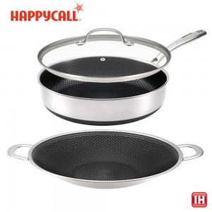 [해피콜] 통3중 스퀘어 프로 IH 소테팬 &그리들 3종 세트 (28SF+28C+34G) HSP+SFCG3